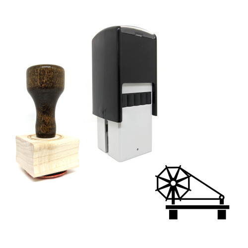 "Charkha" rubber stamp with 3 sample imprints of the image