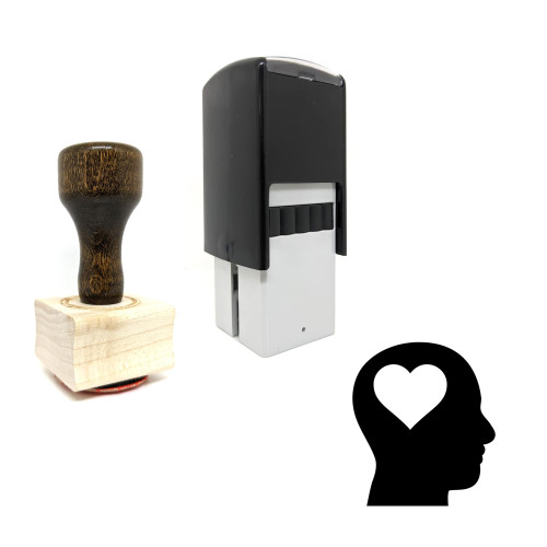 "Lover Head" rubber stamp with 3 sample imprints of the image