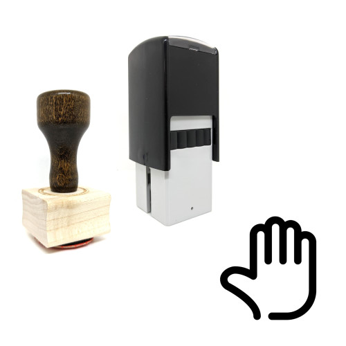 "Hand" rubber stamp with 3 sample imprints of the image