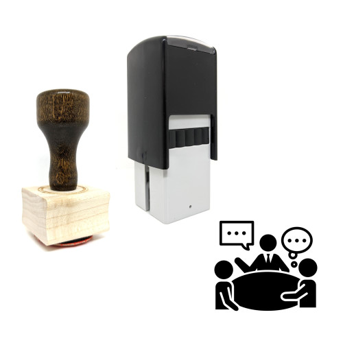 "Business Meeting" rubber stamp with 3 sample imprints of the image