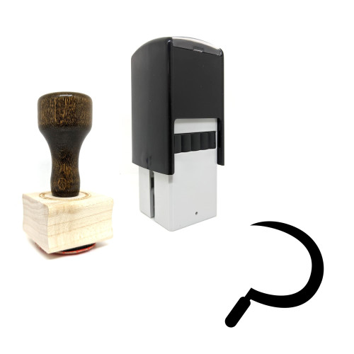 "Sickle" rubber stamp with 3 sample imprints of the image