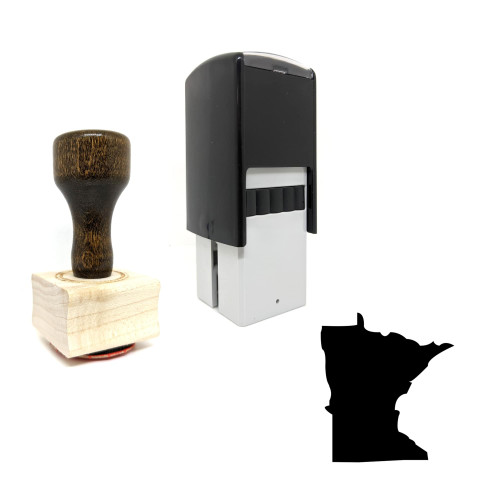 "Minnesota" rubber stamp with 3 sample imprints of the image