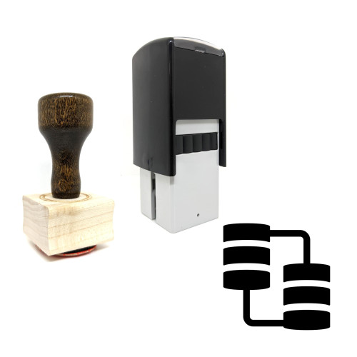 "Database Network" rubber stamp with 3 sample imprints of the image