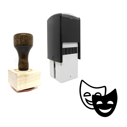 "Comedy" rubber stamp with 3 sample imprints of the image