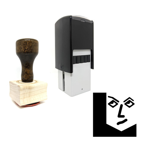 "Thinking Face" rubber stamp with 3 sample imprints of the image
