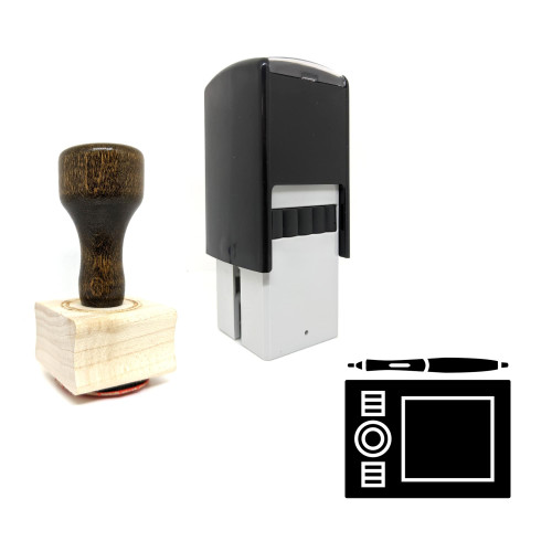 "Tablet" rubber stamp with 3 sample imprints of the image