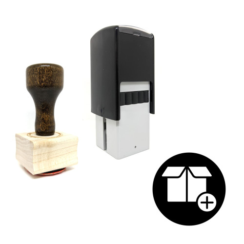 "Add Package" rubber stamp with 3 sample imprints of the image