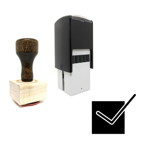 "Checkmark" rubber stamp with 3 sample imprints of the image