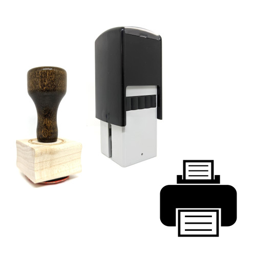 "Printer" rubber stamp with 3 sample imprints of the image