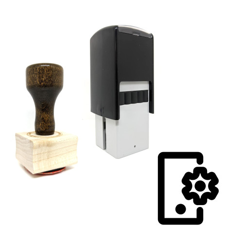 "Mobile Settings" rubber stamp with 3 sample imprints of the image