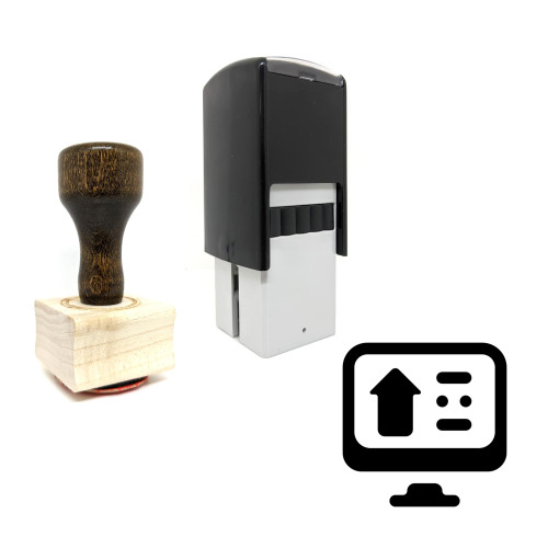 "Upload Monitor" rubber stamp with 3 sample imprints of the image