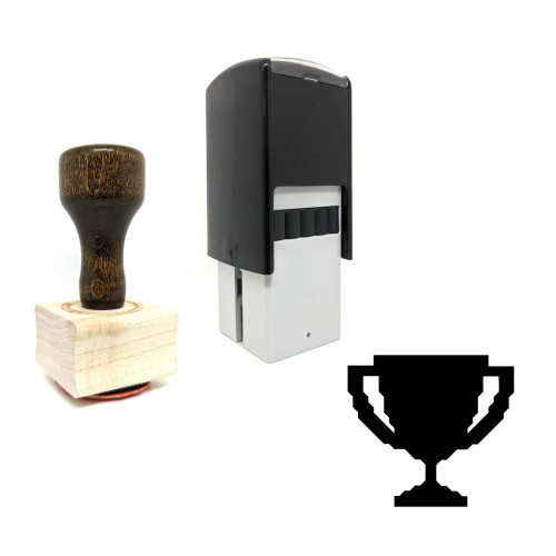 "Trophy" rubber stamp with 3 sample imprints of the image