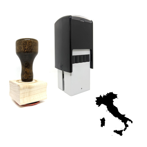 "Italy" rubber stamp with 3 sample imprints of the image