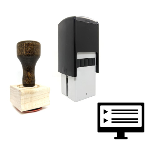 "Video List" rubber stamp with 3 sample imprints of the image