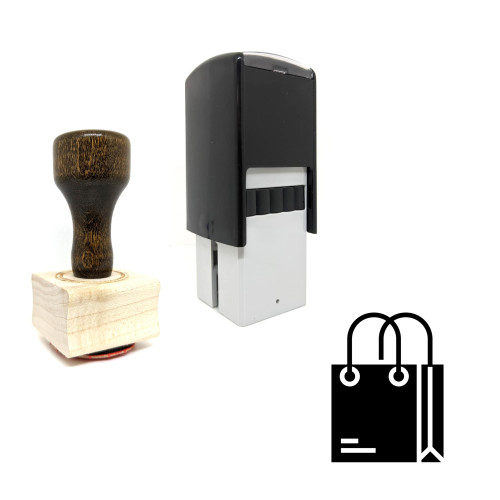 "Purchases" rubber stamp with 3 sample imprints of the image