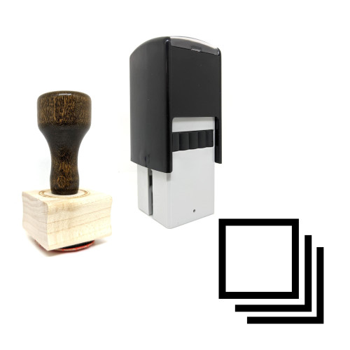 "Square" rubber stamp with 3 sample imprints of the image