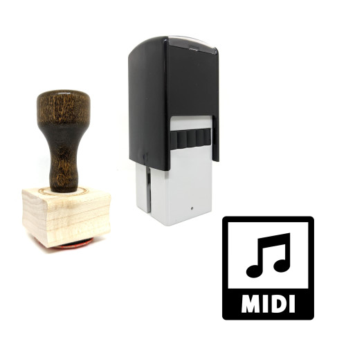 "MIDI File" rubber stamp with 3 sample imprints of the image