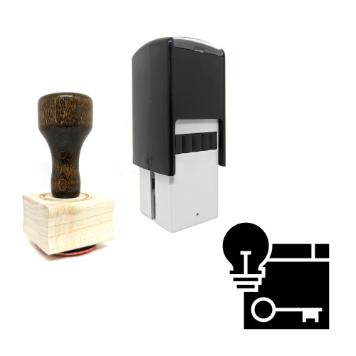 "Keyword Ideas" rubber stamp with 3 sample imprints of the image