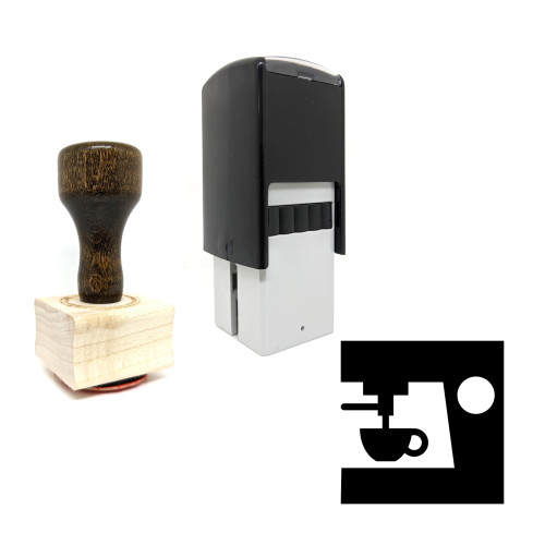 "Espresso Machine" rubber stamp with 3 sample imprints of the image