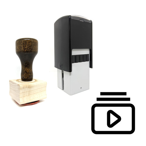 "Video List" rubber stamp with 3 sample imprints of the image