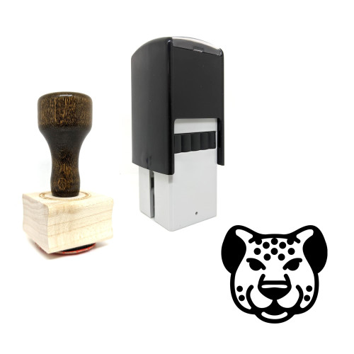 "Jaguar Face" rubber stamp with 3 sample imprints of the image