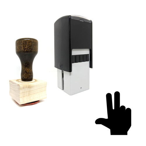 "Hand" rubber stamp with 3 sample imprints of the image