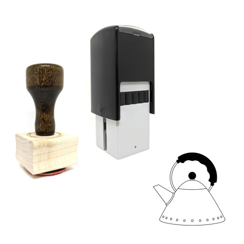 "Kettle" rubber stamp with 3 sample imprints of the image