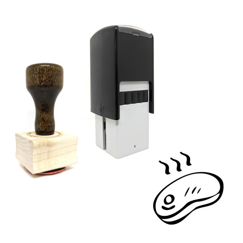 "Steak" rubber stamp with 3 sample imprints of the image