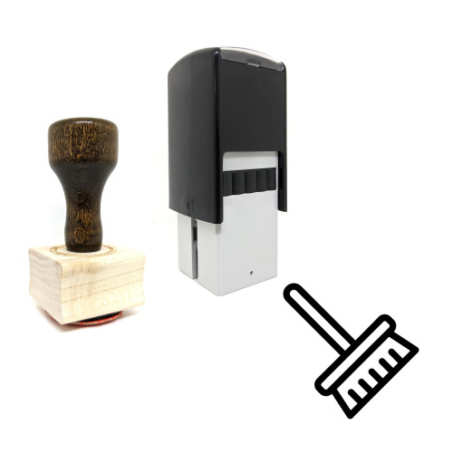 "Broom" rubber stamp with 3 sample imprints of the image
