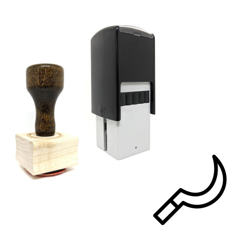 "Sickle" rubber stamp with 3 sample imprints of the image