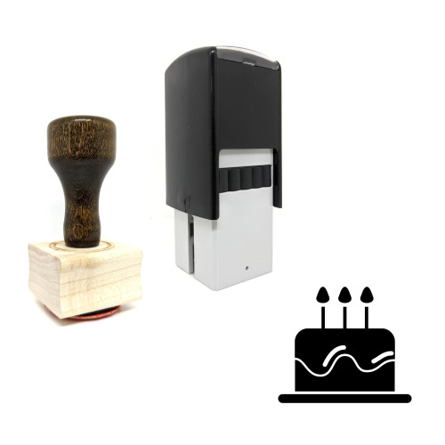 "Birthday Cake" rubber stamp with 3 sample imprints of the image