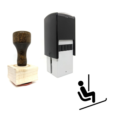 "Chair Lift" rubber stamp with 3 sample imprints of the image