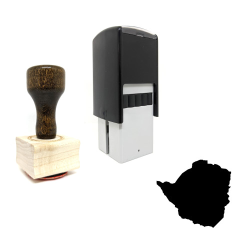 "Zimbabwe" rubber stamp with 3 sample imprints of the image