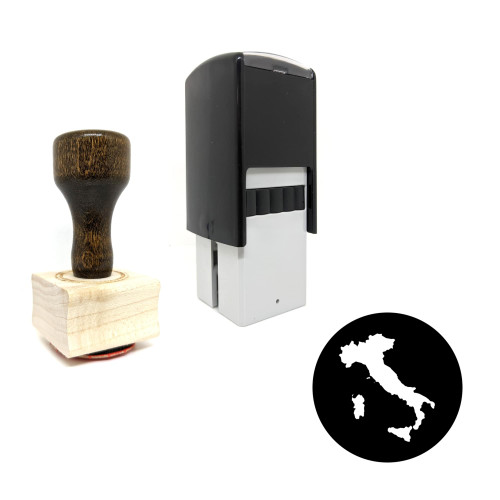 "Italy" rubber stamp with 3 sample imprints of the image