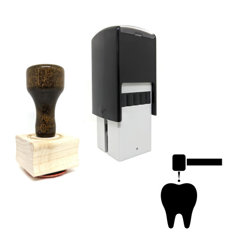 "Tooth Drill" rubber stamp with 3 sample imprints of the image