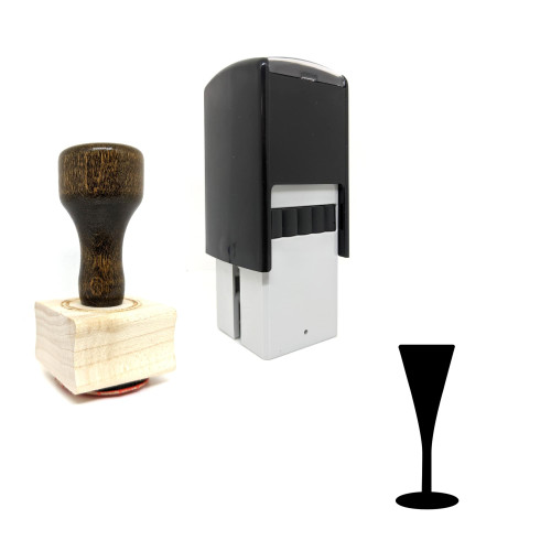 "Champagne Flute" rubber stamp with 3 sample imprints of the image