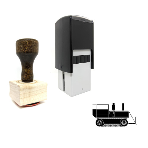 "Bulldozer" rubber stamp with 3 sample imprints of the image