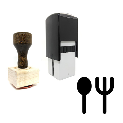 "Cutlery" rubber stamp with 3 sample imprints of the image