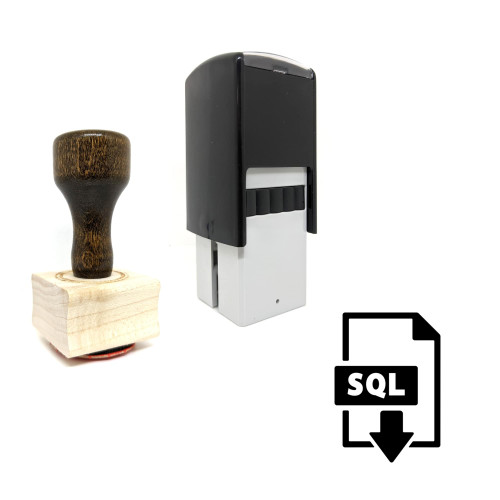 "SQL File" rubber stamp with 3 sample imprints of the image