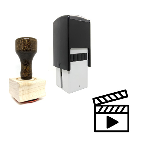 "Video" rubber stamp with 3 sample imprints of the image