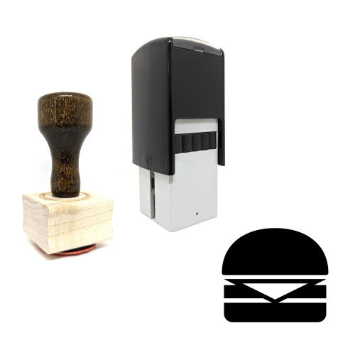 "Cheeseburger" rubber stamp with 3 sample imprints of the image
