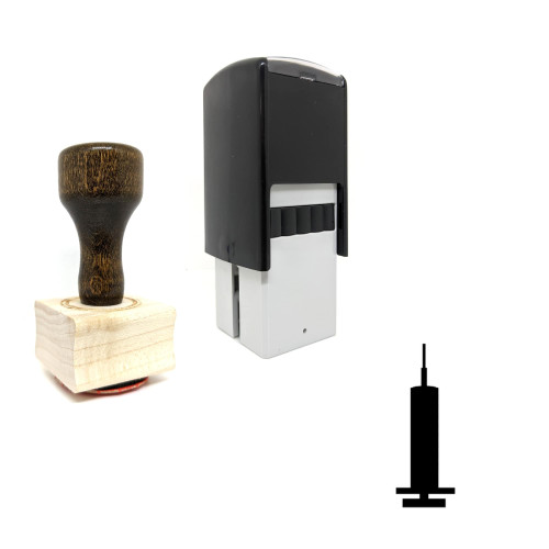 "Syringe" rubber stamp with 3 sample imprints of the image