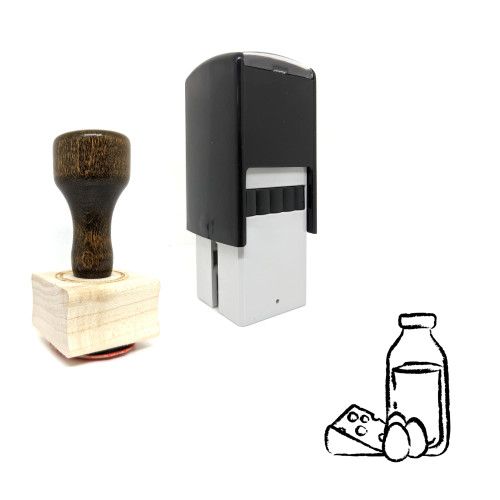 "Dairy" rubber stamp with 3 sample imprints of the image