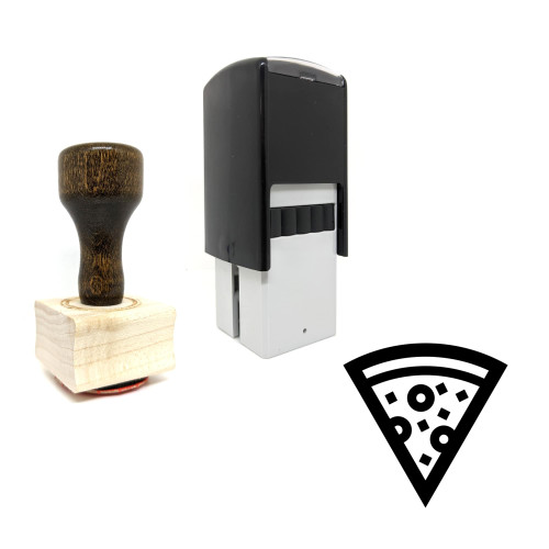 "Pizza" rubber stamp with 3 sample imprints of the image