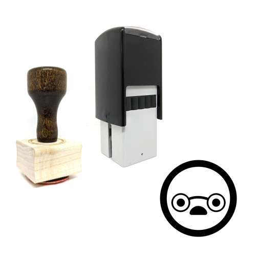 "Glasses Sad" rubber stamp with 3 sample imprints of the image