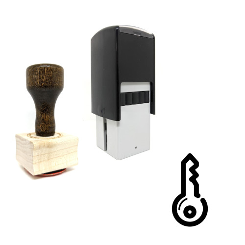 "Key" rubber stamp with 3 sample imprints of the image