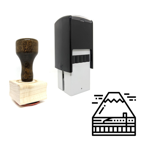 "Fuji Mountain" rubber stamp with 3 sample imprints of the image