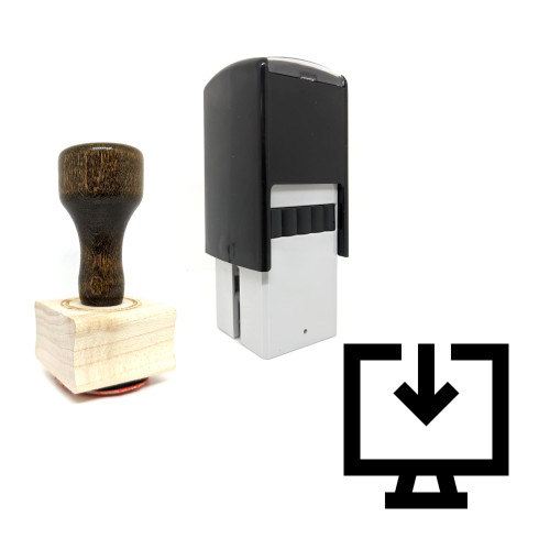 "Downloading" rubber stamp with 3 sample imprints of the image