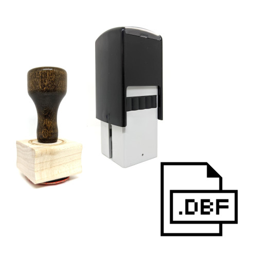 "Dbf" rubber stamp with 3 sample imprints of the image