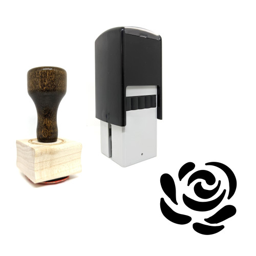 "Rose Flower" rubber stamp with 3 sample imprints of the image